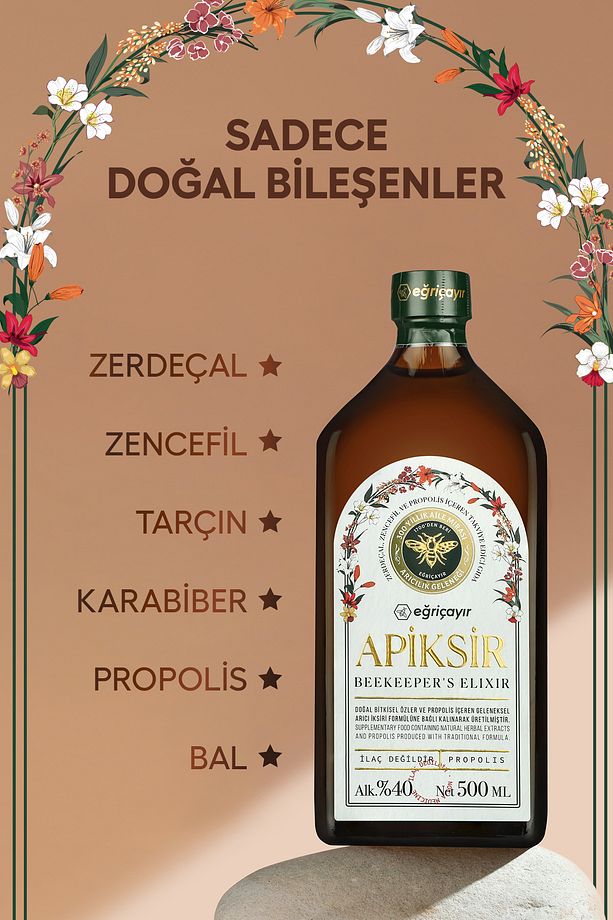 Apiksir 500ml (ZERDEÇAL ZENCEFİL PROPOLİS BAL TARÇIN KARABİBER KARIŞIMI) - 2