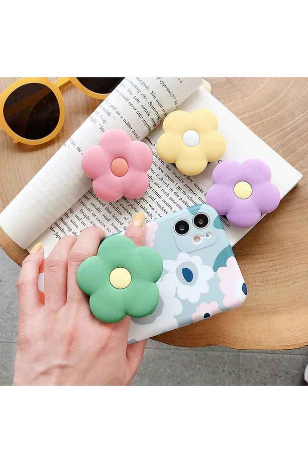 Popsocket Sevimli Çiçekler Desenli Telefon Tutacağı Sert Yüzey Yapışkanlı Parmak Tutucu - 3