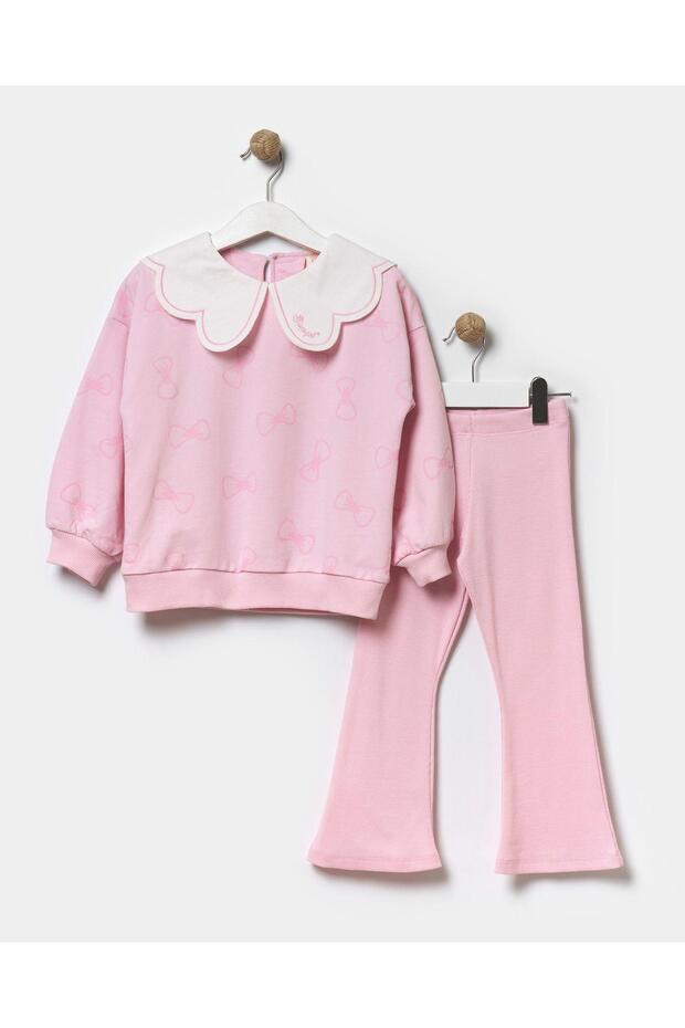 Girl's Spanish Tights Cotton Baby Collar Sweatshirt and Bottom Set