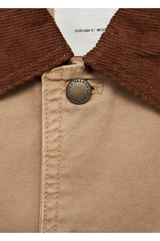 Kontrast yakalı denim parka - 5