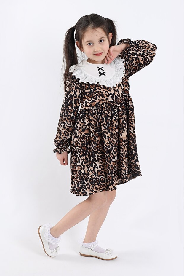 Girl Scalloped Leopard Dress