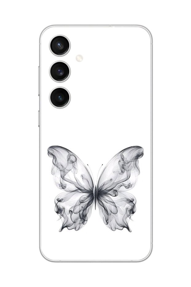 Samsung Galaxy S23+ Compatible Transparent Case with Smoky Butterfly Design