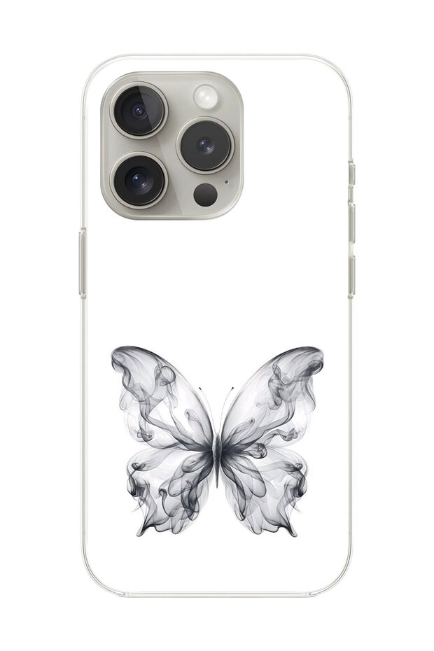 حافظة شفافة متوافقة مع هاتف iPhone 14 Pro Max بتصميم فراشة سموكي