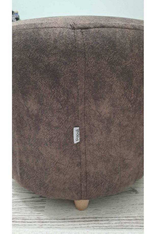 Ahşap Ayaklı Nubuk Yuvarlak Puf&bench Koltuk/tabure - 5