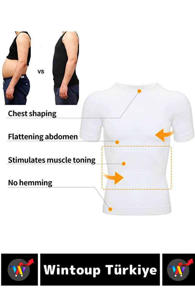 ثدي مصحح الوضعية المستقيمة لشد البطن، مشد قميص رجالي مرن، مجموعة من قطعتين باللونين الأسود والأبيض - 5