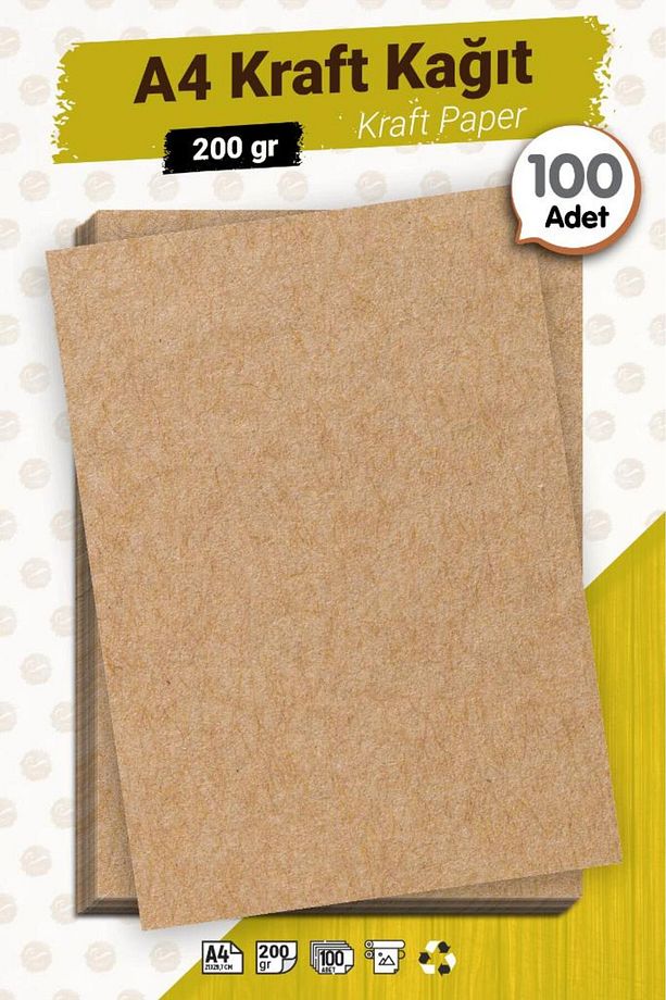 A4 Saman Kağıt  Kraft Kağıt 200 gr 100 Adet - 1