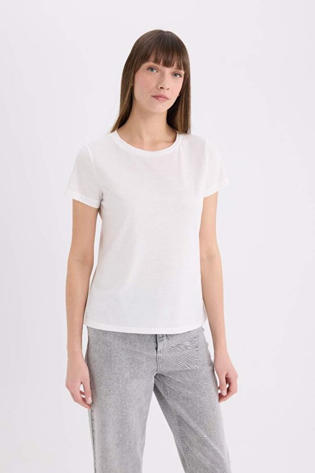 Women's Short Sleeve T-Shirt W7299Az/Er105 Ecru