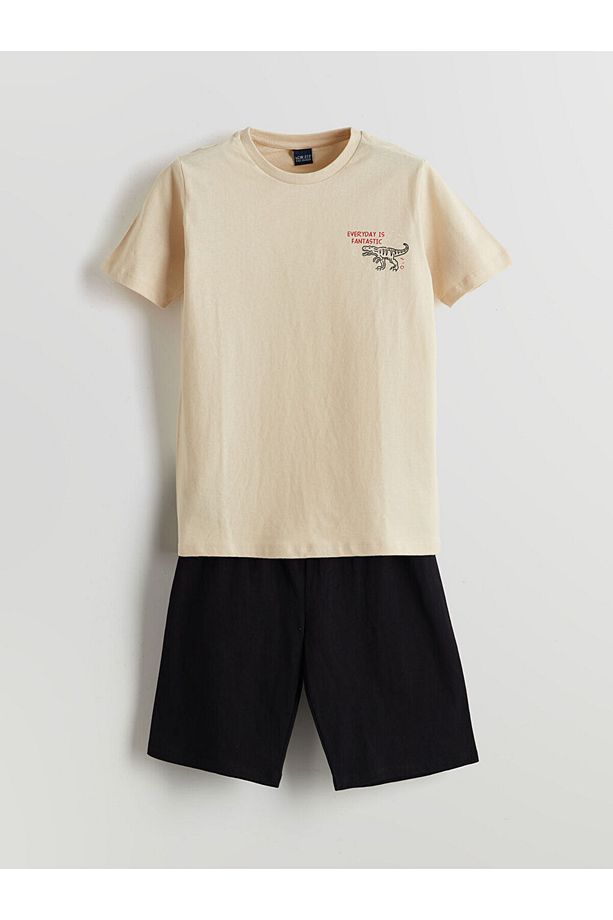 LCW ECO Bisiklet Yaka Erkek Çocuk Şortlu Pijama Takımı - 1