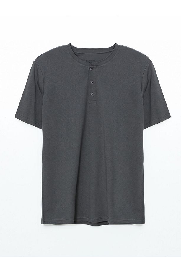 Gri Standart Kalıp Erkek Şortlu Pijama Takımı - 2