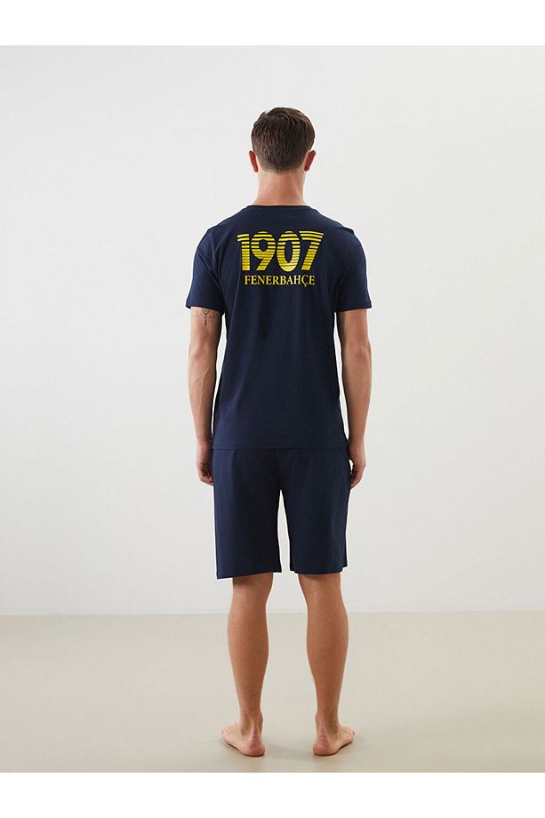 LCW Standart Kalıp Baskılı Erkek Şortlu Pijama Takımı - 4