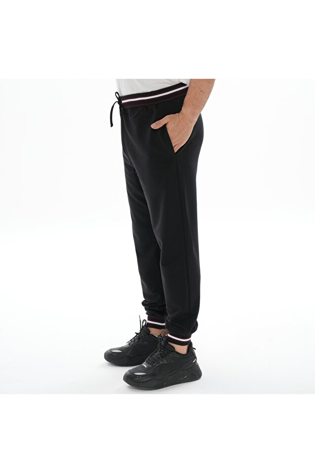 Men's High Waist Black Ribbed Sweatpants