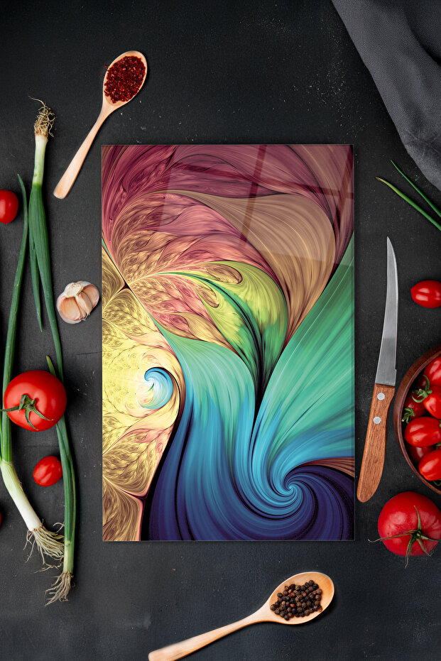 Colorful Abstract Pattern Glass Cutting Board, Heat-Resistant, Scratch-Free, Shatter-Proof, Presentation and Cutting Board