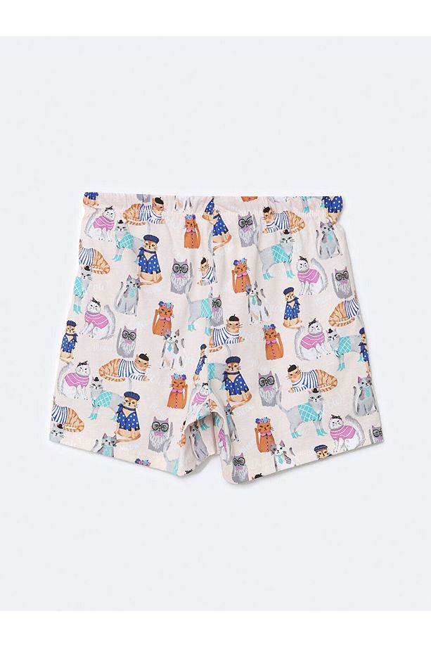 LCW DREAM Pembe Beli Lastikli Desenli Kadın Şort Pijama Altı - 6