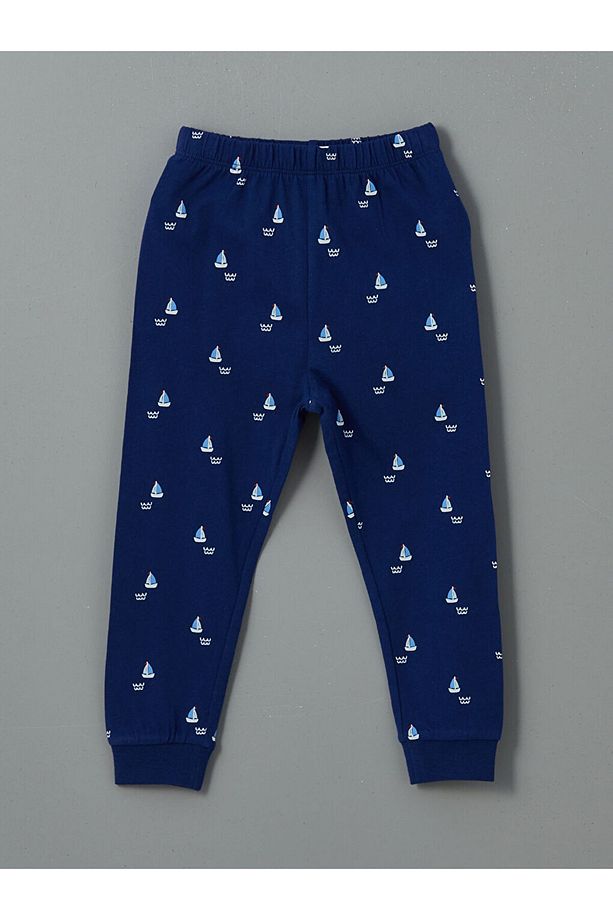 LCW baby Ekru Bisiklet Yaka Baskılı Erkek Bebek Pijama Takım - 3