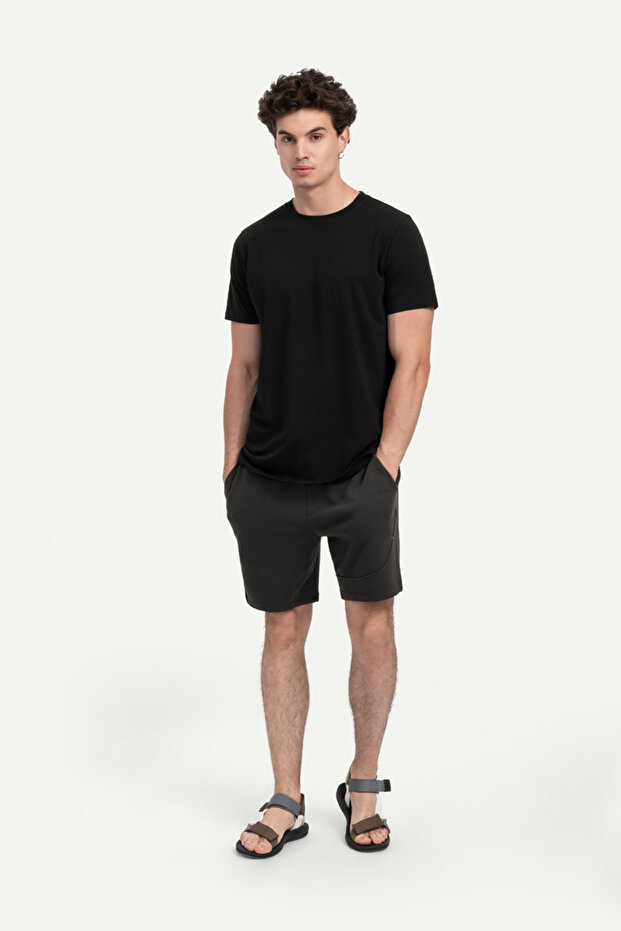 Unisex Regular Fit Basic T-Shirt - Tar - 3