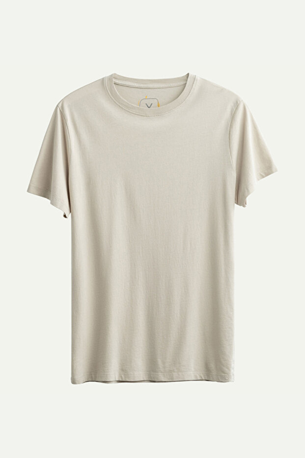 Unisex Regular Fit Basic T-Shirt - Bone - 1