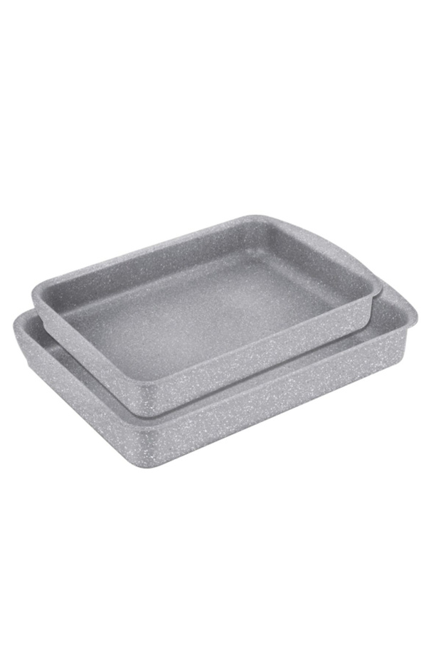 صينية تحميص رخامية غير لاصقة من Natural Force مكونة من قطعتين