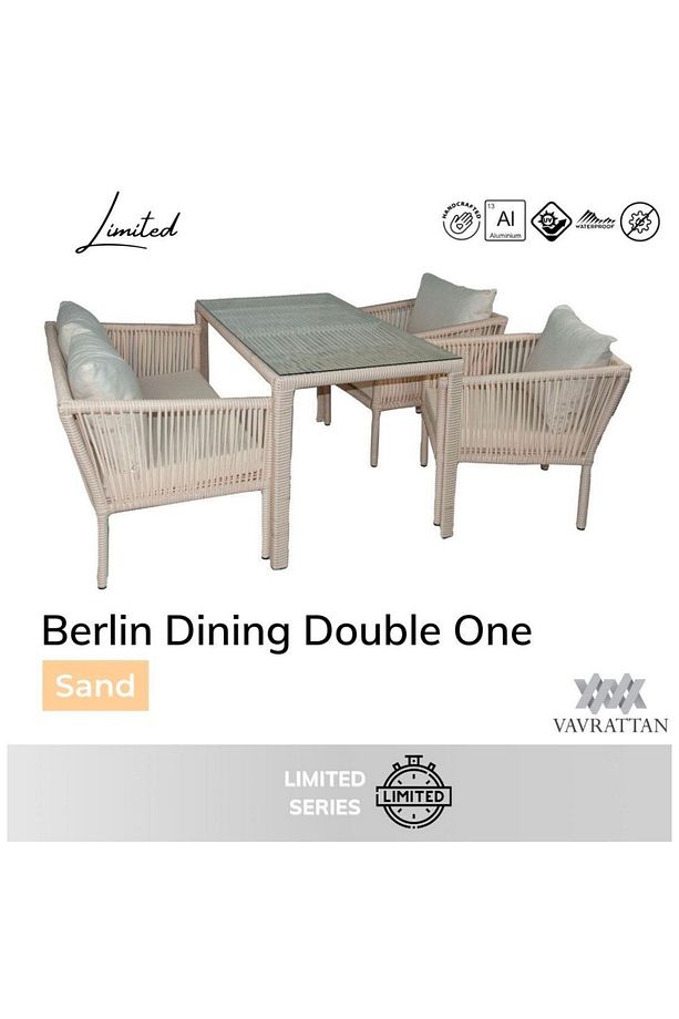 Berlin 2+1+1 Rattan Bahçe Balkon Yemek Takımı Kum - 1