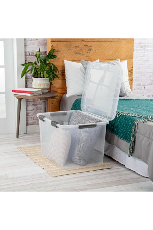 Stackable Hinge Lid Rectangular Space Saving Storage Box 75.7 Liter - 6