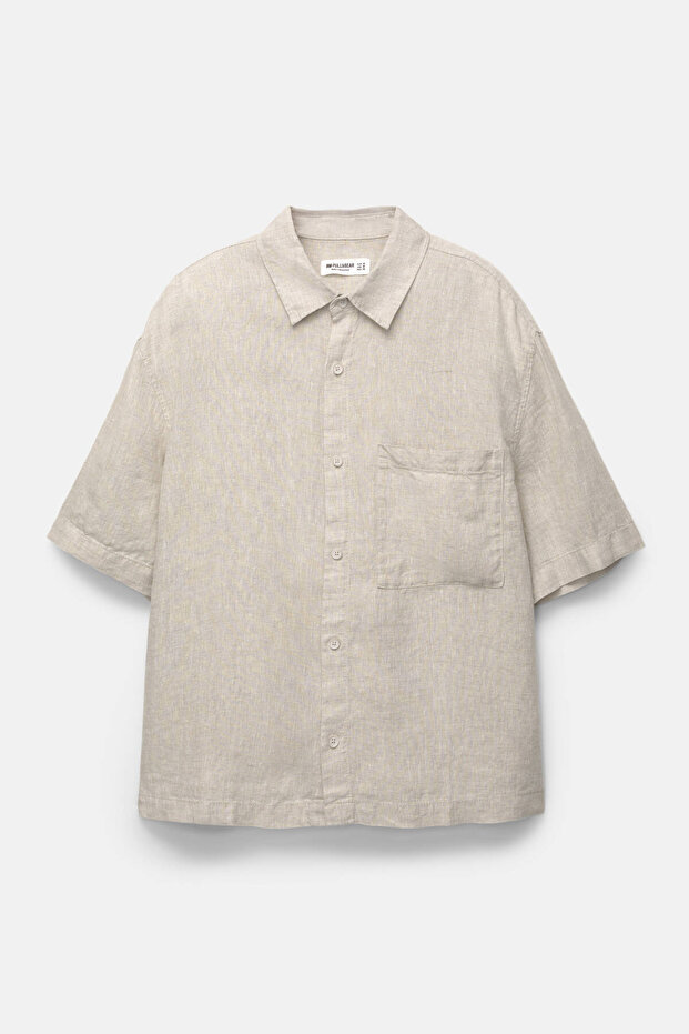 % 100 keten kısa kollu gömlek - 5