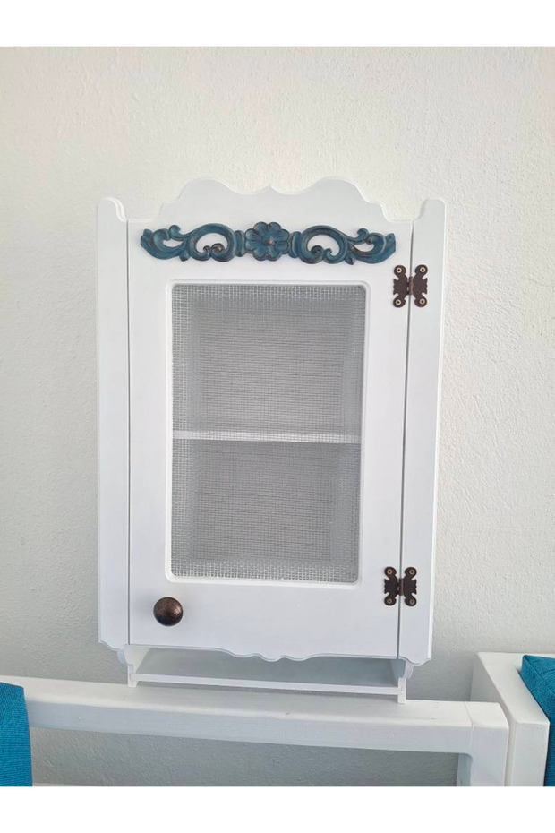 Ahşap Tel Dolap Tek Kapı Eskimiş Beyaz - 1