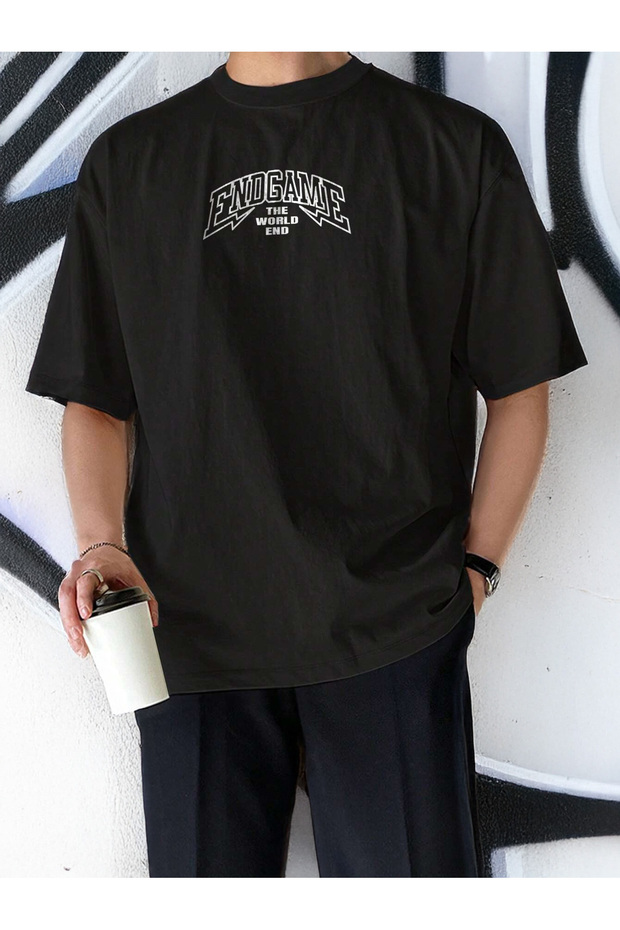 End Game Front Printed Unisex Oversize Crew Neck Seasonal T-Shirt