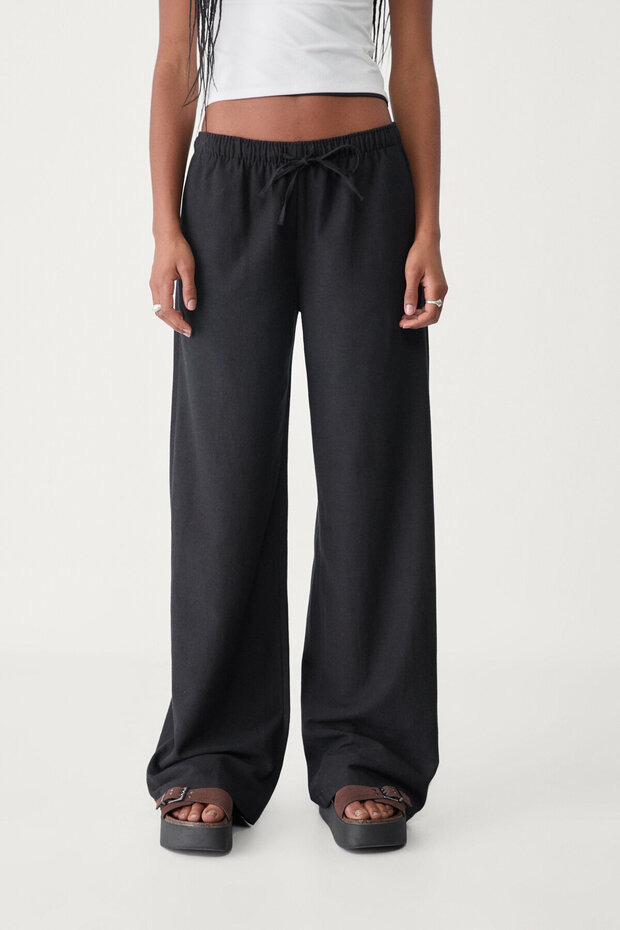 بنطلون من مزيج الكتان برباط - 2