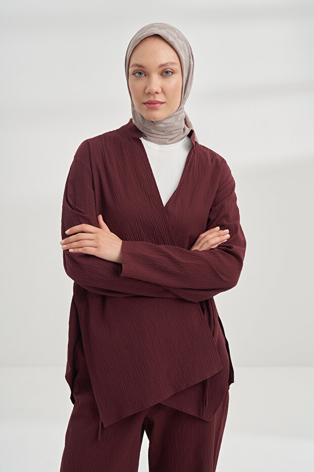 وشاح قطني بنمط هندسي - مينك فاتح - 2