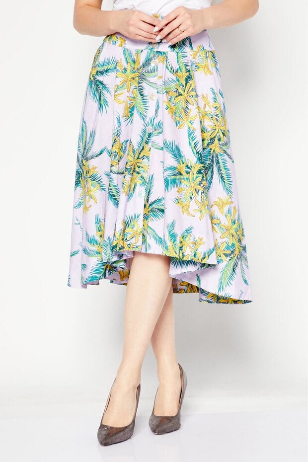 Women Floral Print Casual Midi Skirts, Multicolor