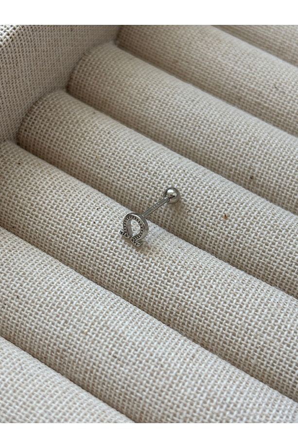 925 Gümüş Nal Desenli Minimal Piercing 6 mm Bar ve 4 mm Figür - 2