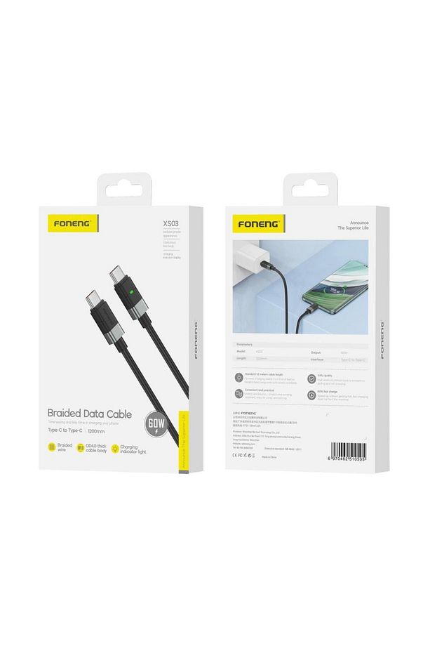 Xs03 60w Type-c Den Type-c Ye Şarj Ve Data Kablosu Ip Örgülü - 6