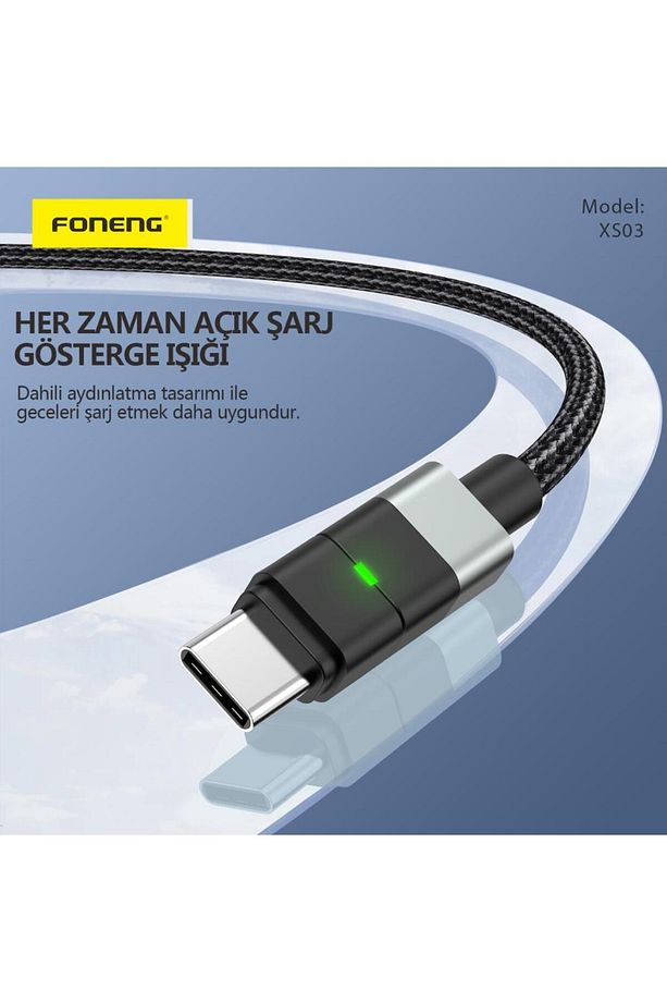 Xs03 60w Type-c Den Type-c Ye Şarj Ve Data Kablosu Ip Örgülü - 3