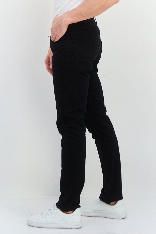 بنطال تشينو مطاطي للرجال، أسود - 2