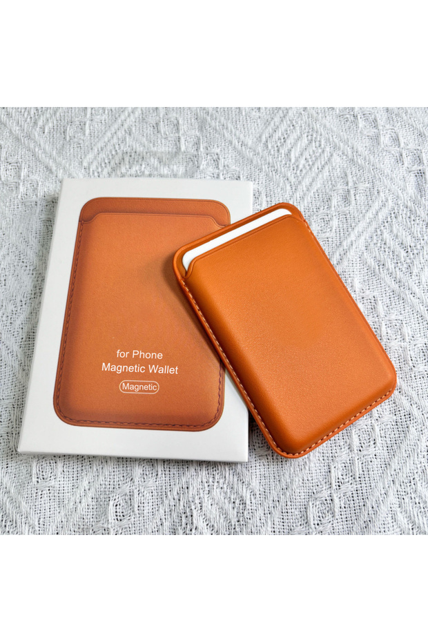 Orange For Magsafe Leather Wallet For iPhone 16 12 13 14 15 17 Pro Max Plus Magnetic Card Holder C.