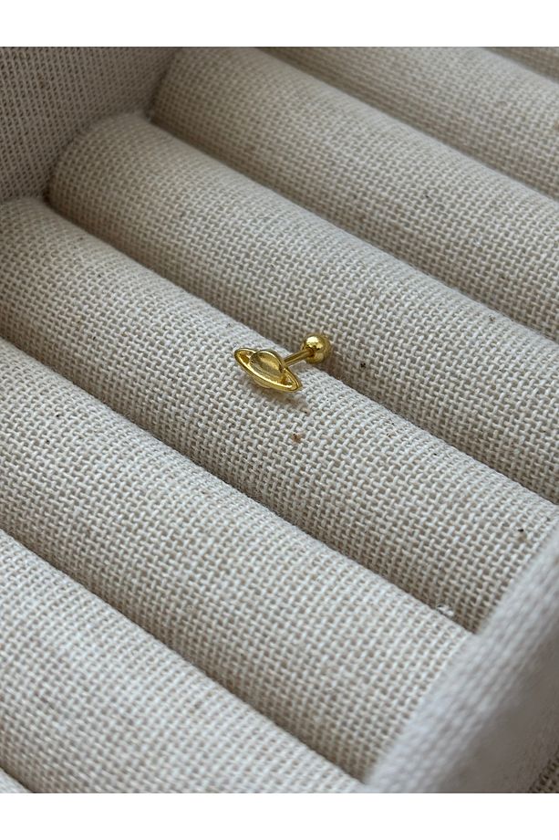 925 Gümüş Satürn Figürlü Minimal Piercing 6 mm Bar ve 7 mm Figür - 2