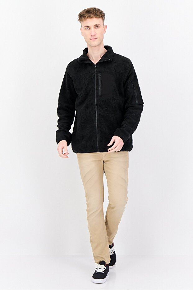 جاكيت سوفتشيل منسوج للرجال، أسود - 3