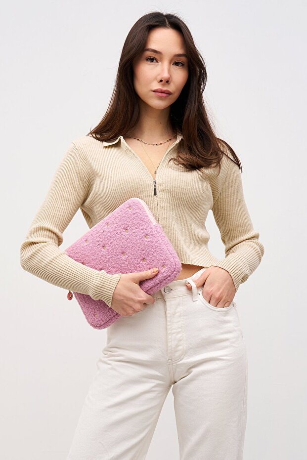 حافظة كمبيوتر لوحي منقطة مقاس 10 بوصة و11 بوصة متوافقة مع اللون الوردي - 3