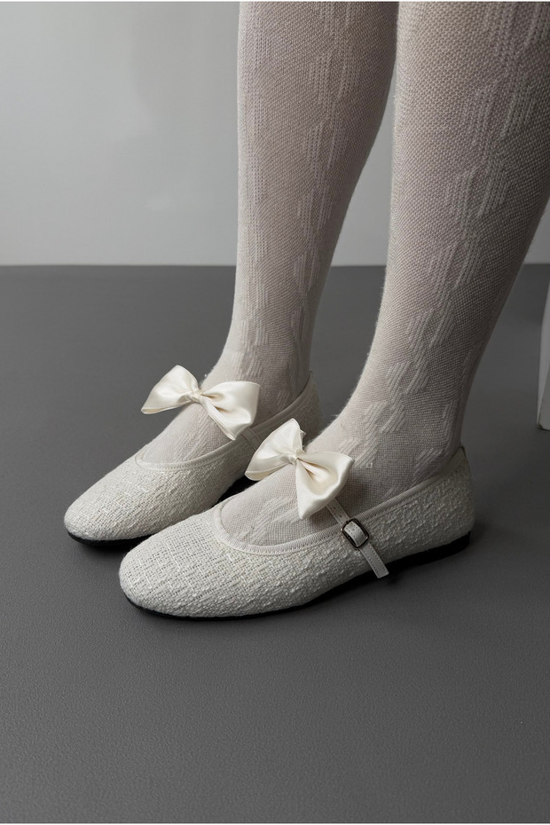 Women's Bowknot Ballerina Flats White