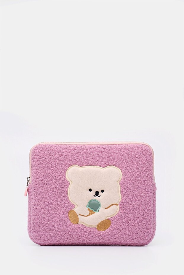 حافظة تيدي بير للكمبيوتر اللوحي مقاس 10 بوصة و11 بوصة متوافقة مع اللون الوردي - 1