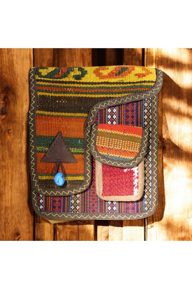 Hand-Woven Rug Patterned Women's Hanging Single Pocket Bag