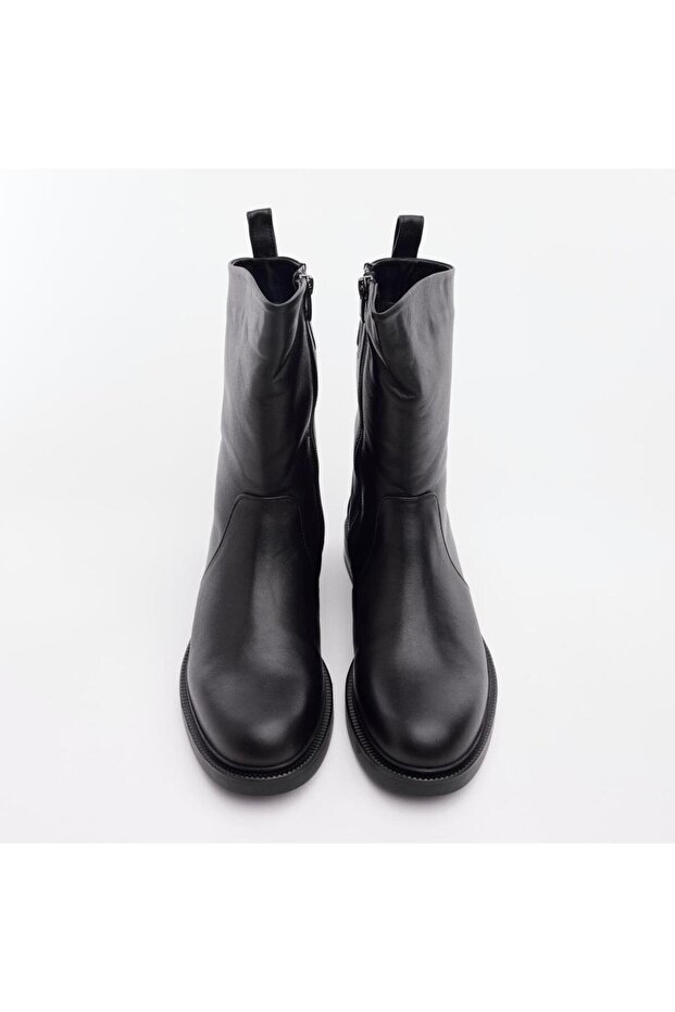 Hakiki Deri Fermuarlı Kadın Bot - 3