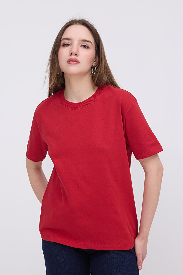 Bisiklet Yaka Basic T-shirt P10404 - 1