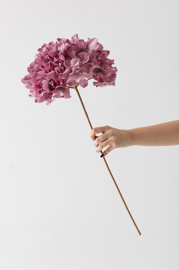 Yapay Vazo Çiçeği Ortanca 75 Cm 5 Dal Gül Kurusu - 3