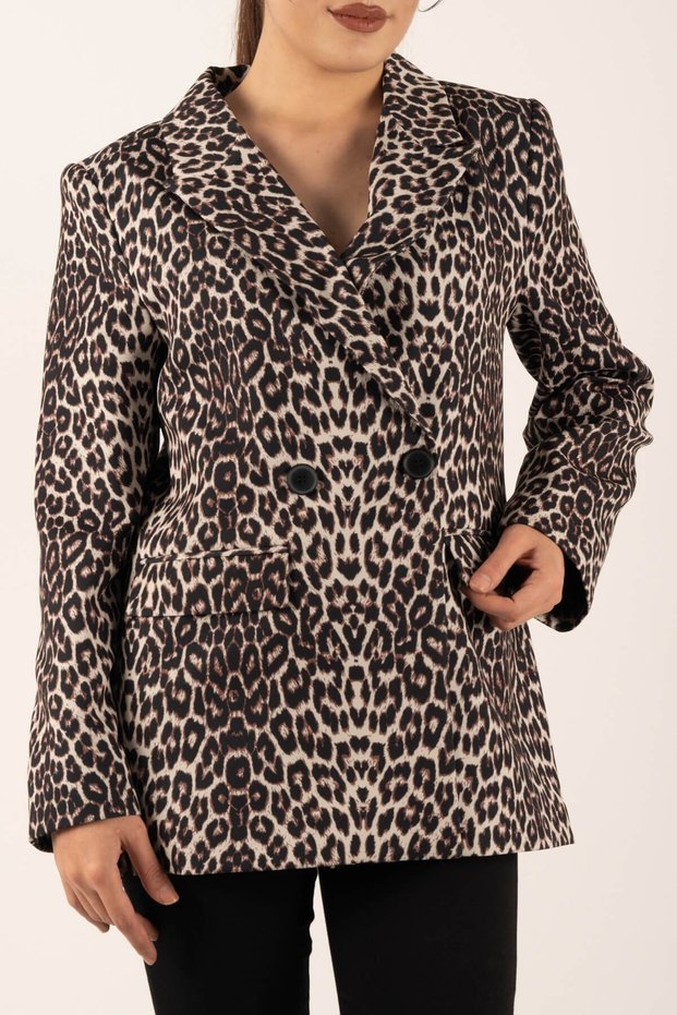Leopard Pattern Pocket Cover Jacket