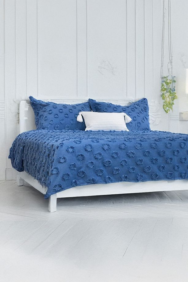 %100 Pamuklu Ponponlu Pike Takımı Tek Kişilik 160x220 cm Yumuşak Nefes Alabilir Yazlık Yatak Örtüsü - 1