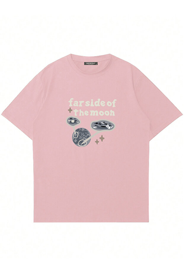 Unisex Farside of the Moon Printed Crew Neck Oversize Tshirt
