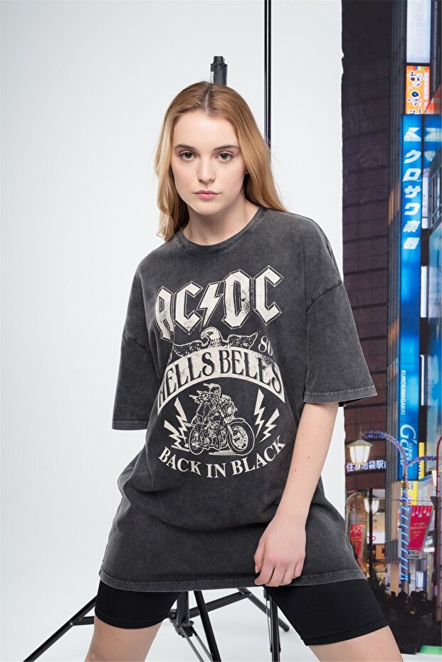 تيشيرت نسائي Ac/dc أنثراسايت