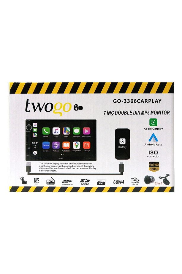 Go 3366CARPLAY 7 Inch Double Teyp Kablolu Carplay Andorid Auto Bluetooth/USB/4x60W Çıkışlı/Ge - 4