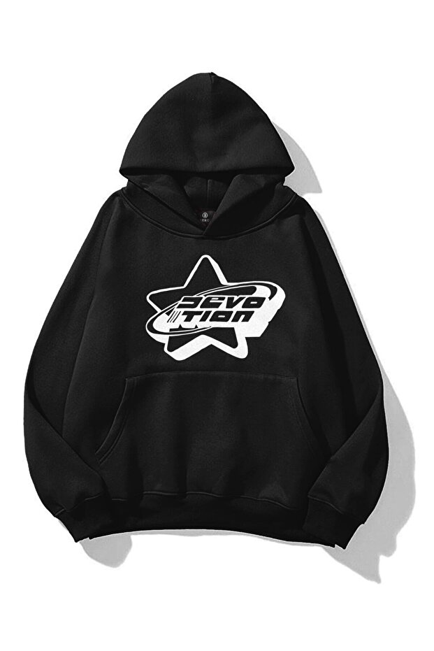 Hanorac negru unisex Devotion - 1