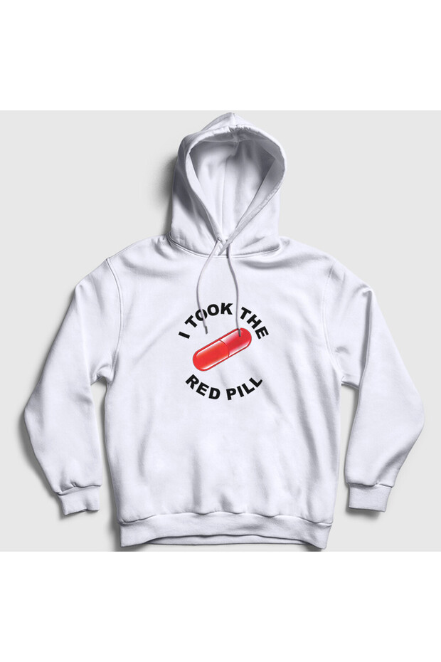 Unisex White "I Took The Red Pill" Ideology Hooded Sweatshirt - 448009 tt